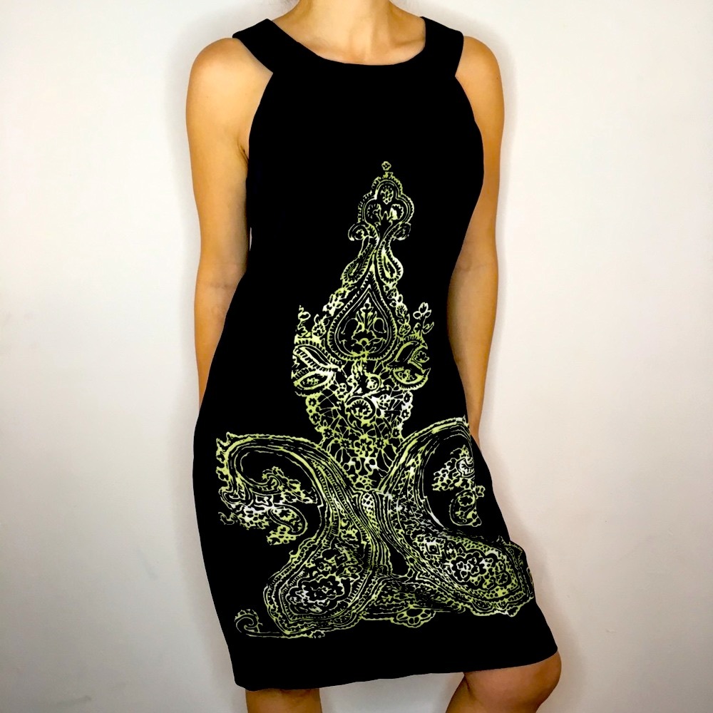 Printed Design Black Dress